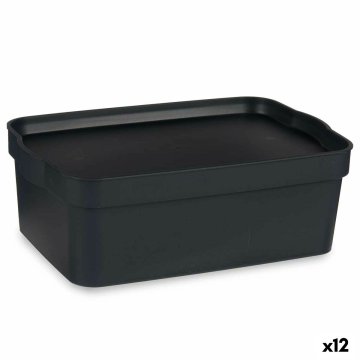 Nádoba na uskladnenie s vrchnákom Antracit Plastické 6 L 21 x 11 x 32 cm (12 kusov)