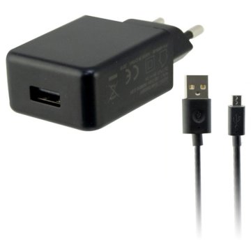 Nabíjačka do zástrčky v stene + kábel mikro USB KSIX USB 2A Čierna