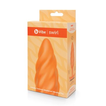 Vibračný análny kolík B-Vibe Swirl Texture Oranžová