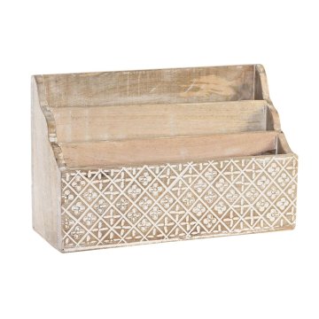 Viacúčelový organizér DKD Home Decor Biela Prírodná Mangové drevo 32 x 13 x 21 cm 33 x 12 x 21 cm Li