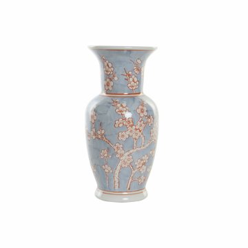 Váza DKD Home Decor 13 x 13 x 31 cm Porcelán Modrá Oranžová Orientálny