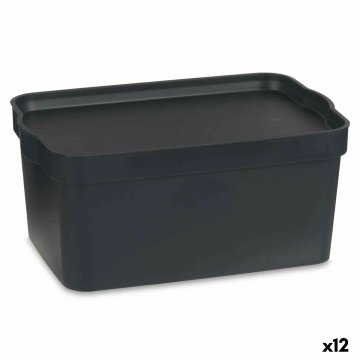 Nádoba na uskladnenie s vrchnákom Antracit Plastické 7,5 L 21 x 14,2 x 32 cm (12 kusov)