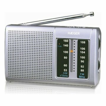 AM/FM rádio Haeger PR-BIB.001A Sivá