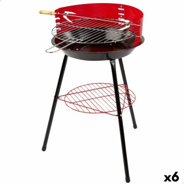 Prenosný Barbeque gril Aktive Drevo Železo Ø 38 cm 37 x 61 x 45 cm (6 kusov) Červená