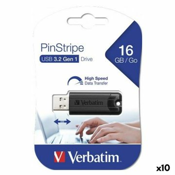 Flash disk Verbatim Pinstripe Čierna 16 GB (10 kusov)