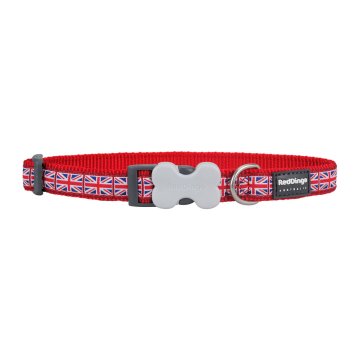 Psí obojok Red Dingo Union Jack 20-32 cm Červená