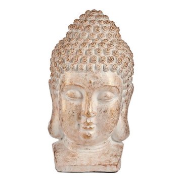 Dekoratívna socha do záhrady Buddha Hlava Biela/Zlatá Polyesterová živica (35 x 65,5 x 38 cm)