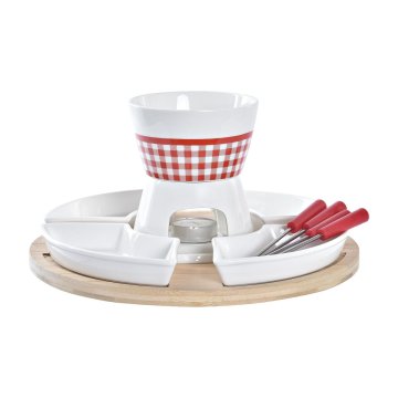 Fondue DKD Home Decor Červená 26,5 x 26,5 x 1,5 cm (10 pcs)