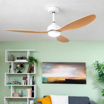 Stropný ventilátor s LED svetlom a 3 ABS lopatkami Wuled InnovaGoods Drevo 36 W 52" Ø132 cm