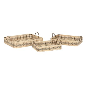 Súprava táciek DKD Home Decor Bambus 54 x 43 x 9 cm (3 kusov) (2 kusov)