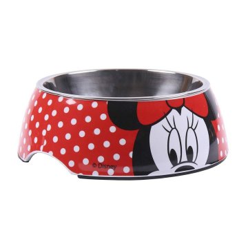 Krmítko pre psov Minnie Mouse Melamin 410 ml Viacfarebná Polyester Kov