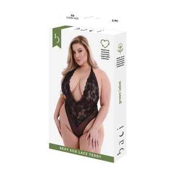 Sada spodného prádla Baci Lingerie Eco Lace Teddy Čierna (Queen)