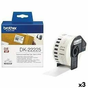 Nekonečný Papier pre Počítačové Tlačiarne Brother DK-22225 Biela 38 mm x 30,48 m Čierna/Biela (3 kus