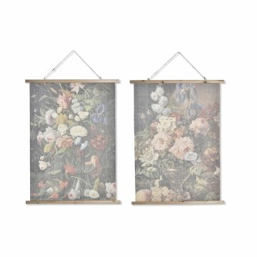 Maľba DKD Home Decor Kvety Moderný 75 x 2 x 100 cm (2 kusov)