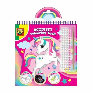 Obrázky na maľovanie SES Creative Activity Colouring Book Sada nálepiek Zošit 3 v 1