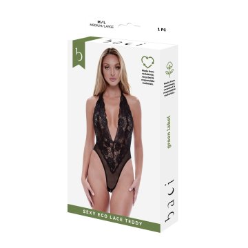 Sada spodného prádla Baci Lingerie Eco Lace Teddy Čierna (S/M)