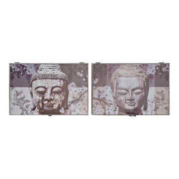 Pokrývky DKD Home Decor 8424001698608 Účtovník Buddha Sivá Drevo Drevo MDF 2 kusov 46,5 x 6 x 31 cm