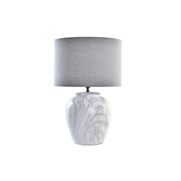 Stolná lampa DKD Home Decor Plátno Keramický Sivá Biela (38 x 38 x 58 cm)