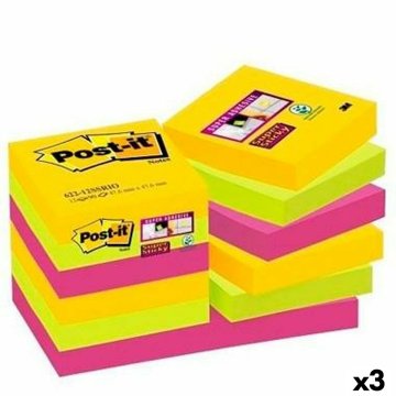 Sada lepiacich poznámkových blokov Post-it Super Sticky Viacfarebná 47,6 x 47,6 mm (3 kusov)