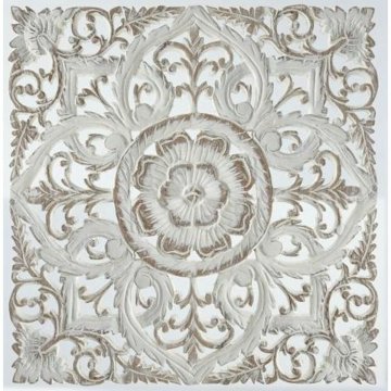 Dekorácia na stenu DKD Home Decor Biela Mandala Drevo MDF (60 x 2 x 60 cm)