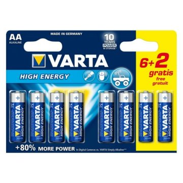 Alkalická batéria Varta LR6 AA 1,5V High Energy (8 pcs)