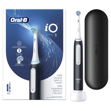 Braun Oral-B iO Series 3 Matt Black mit Reiseetuie, Elektrische Zahnbürste