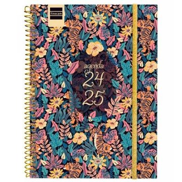 Agenda Finocam TIGER Viacfarebná Quarto 15,5 x 21,2 cm 2024-2025 Kvetinový