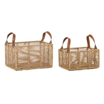 Súprava košíkov DKD Home Decor Kov Lano Boho (36 x 27 x 33 cm) (36 x 27 x 20 cm)