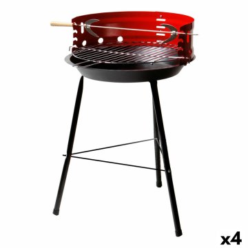 Prenosný Barbeque gril Aktive Drevo Železo 37,5 x 70 x 38,5 cm (4 kusov) Červená