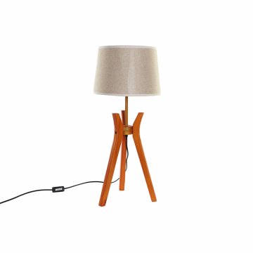 Stolná Lampa DKD Home Decor Gaštanová Béžová Polyester Drevo 220 V 50 W