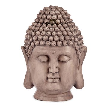 Dekoratívna socha do záhrady Buddha Hlava Sivá Polyesterová živica (31,5 x 50,5 x 35 cm)