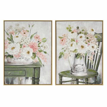 Maľba DKD Home Decor Shabby Chic Váza 60 x 3,5 x 80 cm (2 kusov)