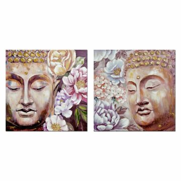 Maľba DKD Home Decor Buddha 80 x 3 x 80 cm Orientálny (2 kusov)