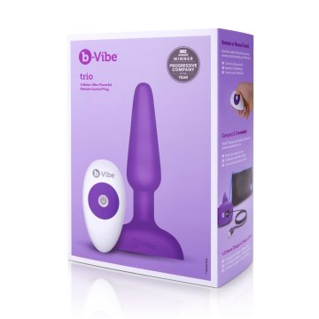 Fialový bezdrôtový vibračný análny kolík na diaľkové ovládanie Trio B-Vibe 05882530000 Purpurová