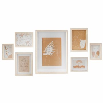 Nástenný rámik na fotky DKD Home Decor 32,5 x 1,5 x 45 cm Sklo Prírodná Gaštanová Moderný Drevo MDF