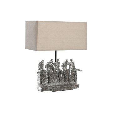 Stolná lampa DKD Home Decor 36 x 21,5 x 43 cm Striebristý Béžová Kov Živica 220 V 50 W