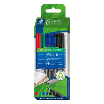 Sada fixiek Staedtler Lumocolor Permanent 6 Kusy Viacfarebná 0,6 mm