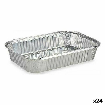 Sada kuchynských nádob Jednorázová S vrchnákom Aluminium 21 x 6 x 30,5 cm (24 kusov)