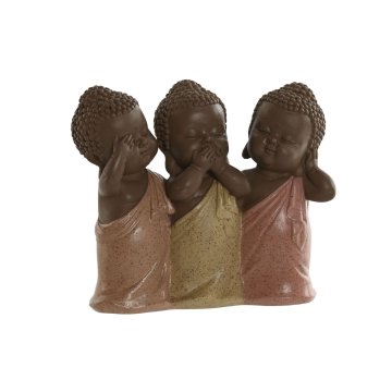 Dekoratívne postava Home ESPRIT Oranžová Koralová Lime Živica Buddha Orientálny 15,5 x 6 x 13 cm