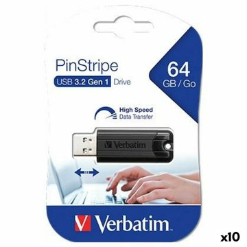 Flash disk Verbatim Pinstripe Čierna 64 GB (10 kusov)