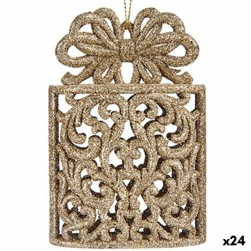 Vianočná ozdoba Darčeková sada champagne Plastické Trblietky 7,5 x 11,5 x 4 cm (24 kusov)