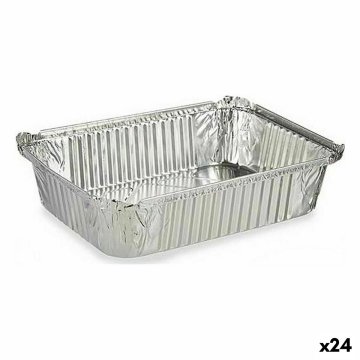 Sada kuchynských nádob Jednorázová S vrchnákom Aluminium 19 x 6,8 x 25,5 cm (24 kusov)