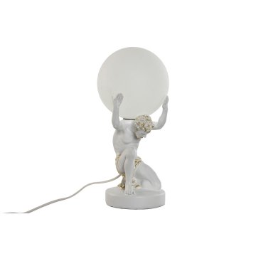 Stolná lampa Home ESPRIT Biela Zlatá Živica Plastické 220 V 14 x 14 x 32 cm