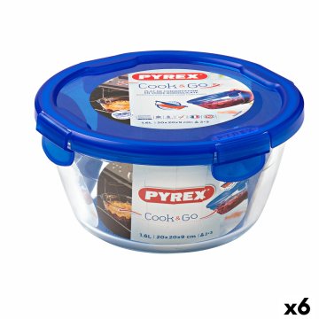 Tepelný obedár Pyrex Cook&go 20 x 20 x 10,3 cm Modrá 1,6 L Sklo (6 kusov)