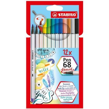 Sada fixiek Stabilo Pen 68 Brush 12 Kusy Viacfarebná