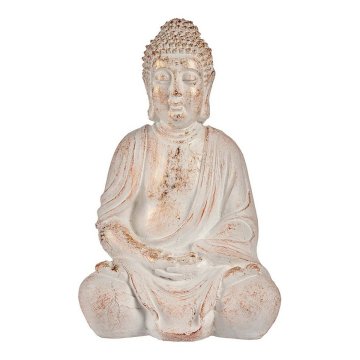 Dekoratívna socha do záhrady Buddha Biela/Zlatá Polyesterová živica (24,5 x 50 x 31,8 cm)