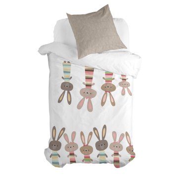 Sada poťahov na periny HappyFriday Moshi Moshi Rabbit Family Viacfarebná 80 cm posteľ 2 Kusy