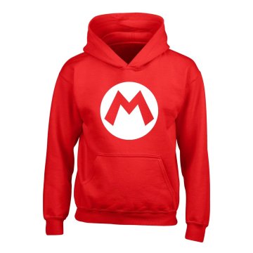 Unisex mikina s kapucňou Super Mario Badge Červená