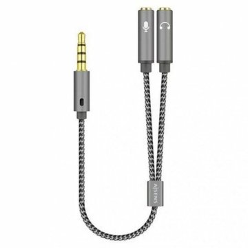 3.5 mm Jack adaptér konektor a zdierka Aisens A128-0415 Čierna Sivá 25 cm