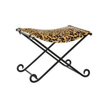 Podložka pod nohy DKD Home Decor Čierna Kov Gaštanová Koža Leopard (55 x 45 x 41 cm)